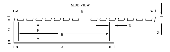Dimensions for service body ladder racks - Contractor Rig - side view
